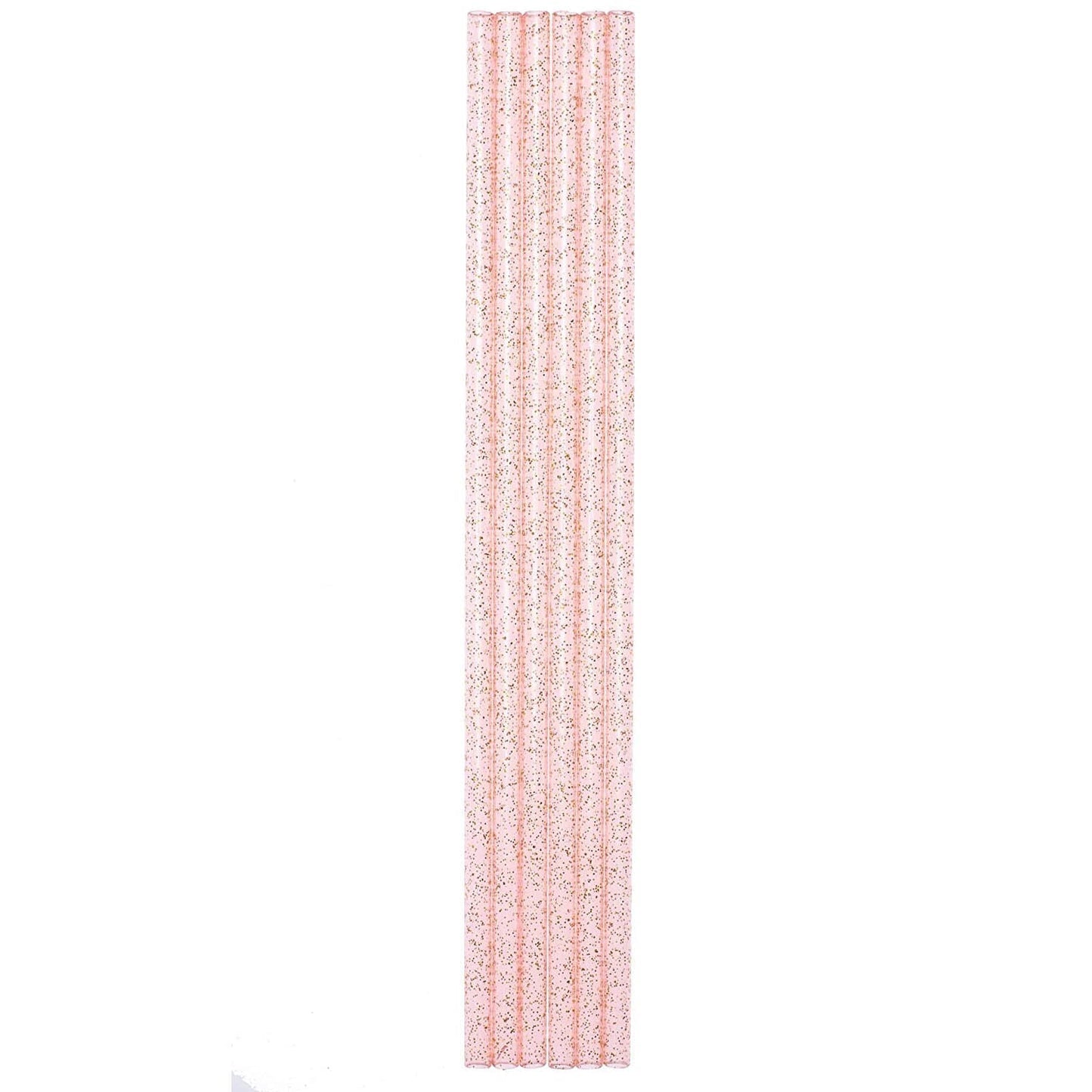 Set of 6 Pink Glitter Reusable Straws | BPA-Free Acrylic | 11" Extra